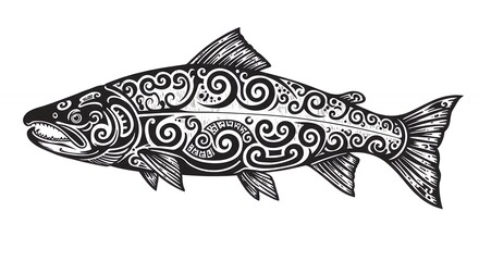 Fototapeta premium Intricate ornamental fish design illustration