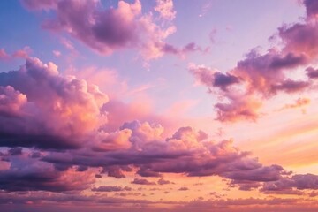 Fototapeta premium Colorful clouds during sunset in the sky. Weather and nature atmosphere concept for poster and wallpaper design