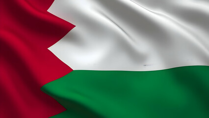 Obraz premium A close up view of the palestine flag waving gently with its red white and green colors displayed