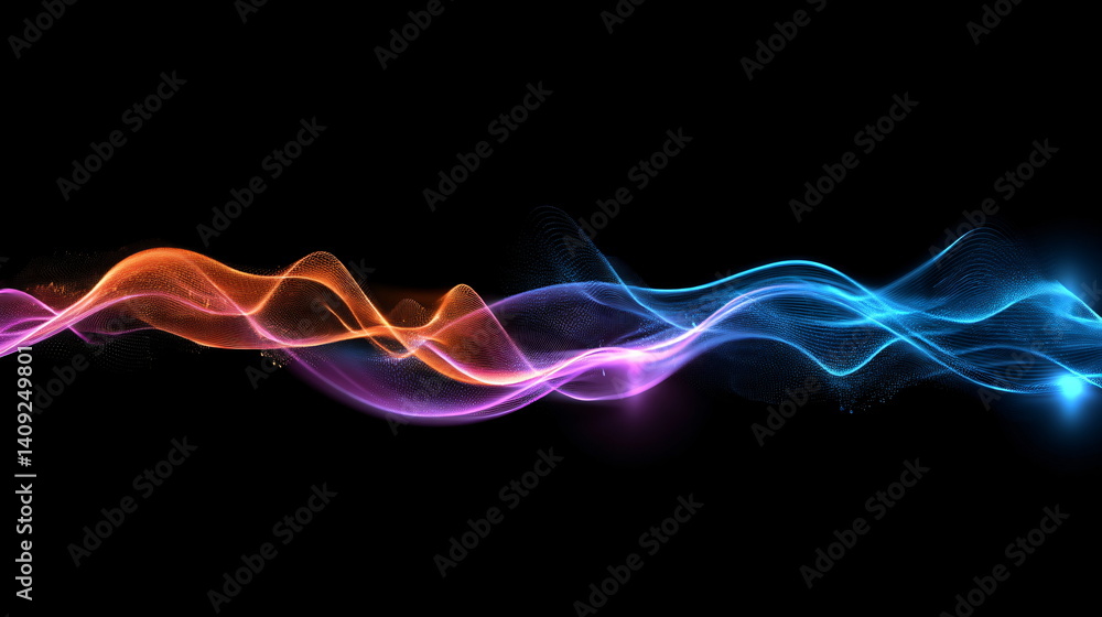 Aufkleber abstract wavy ribbon for technology projects, digital presentation background. glowing lines intertw