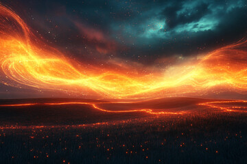 Futuristic landscape featuring glowing volcanic crystals unique ecological energy source in sci-fi environment, Generative AI