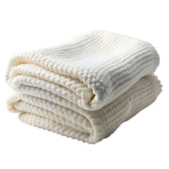 Comfortable folded white throw blanket with soft texture, suitable for living room or bedroom decor and relaxation