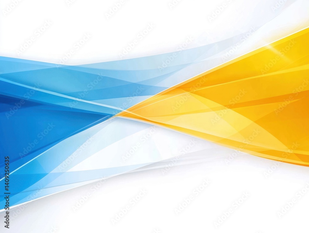 Poster dynamic abstract background with vibrant blue and yellow waves creating a modern artistic design for