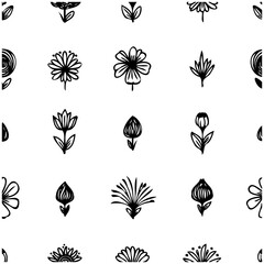 Whimsical Black and White Floral Pattern Design