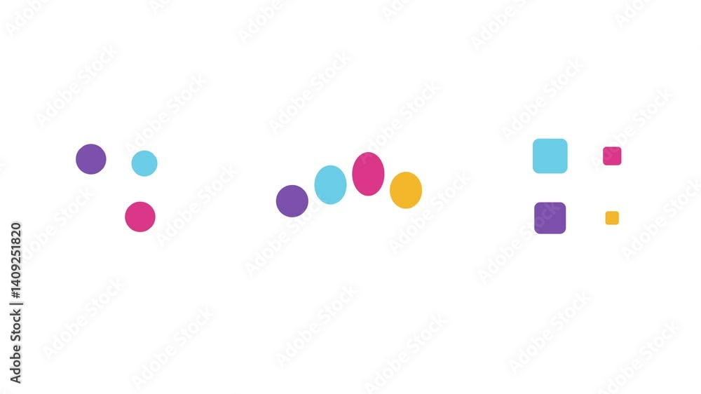 Poster color dots loading and typing in progress animation on white screen 4k. rectangle dots loading anima