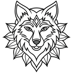 Fototapeta premium Wild wolf head vector illustration, a powerful animal symbol for a tribal tattoo or fierce mascot