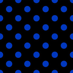 Blue and black color abstract geometric spot polka dot seamless pattern.  Vector trendy background for poster, festival, music and textile
