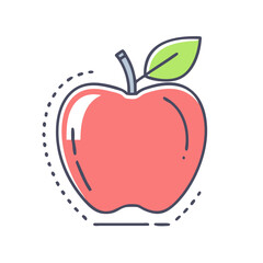 A Red Apple with a Green Leaf Illustration Graphic Design Element