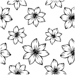 Seamless monochrome floral pattern for backgrounds