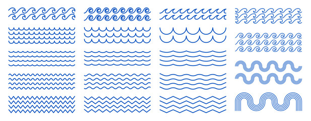 Thin line waves vector collection
