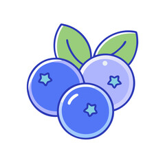 A delightful illustration of three juicy blueberries with vibrant green leaves