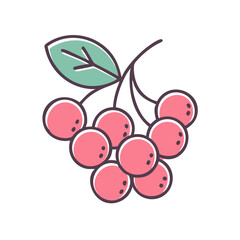 A Delightful Bunch of Pink Berries with Green Leaf Illustration