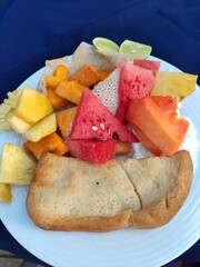 fruit salad on a white plate