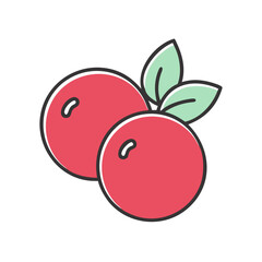 A Pair of Vibrant Red Cranberries with Lush Green Leaves