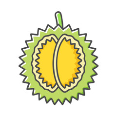 A Delicious Durian Fruit Illustration Featuring Vibrant Colors and Detailed Spiky Exterior