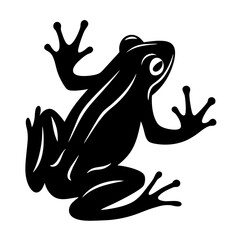 Bold Graphic Silhouette of a Frog with Striking Black on White Contrast
