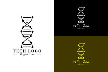 dna strand with neuro lines illustration, vector logo for bio technology, database, artificial intelligence, data science, deep learning, blockchain, internet of things, cloud computing, and more