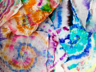 Rainbow Dirty Abstract Drawing. Spiral Tye Dye.