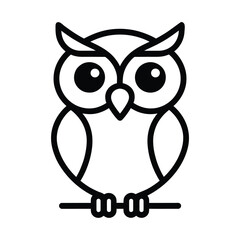 Modern Owl Illustration in Clean Line Art Style, Owl Silhouette in Artistic Black and White Design