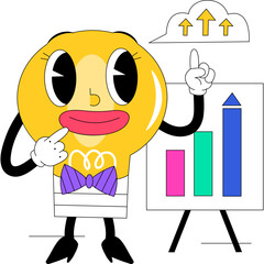 vector illustration of cartoon character with business analytics