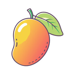 A Ripe and Juicy Mango with a Vibrant Green Leaf