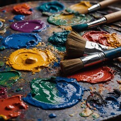 Obraz premium Paint Palette and Brushes