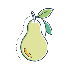 A Delicious Green Pear with Two Leaves Illustration