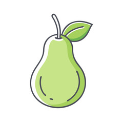 A single green pear with a leaf illustration a simple vector graphic of fresh fruit