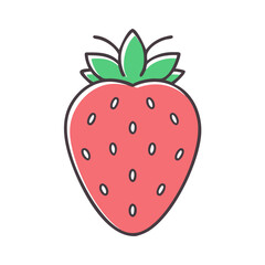 Fototapeta premium A Delicious Red Strawberry with Green Leaves A Vibrant Illustration of Summer Fruit