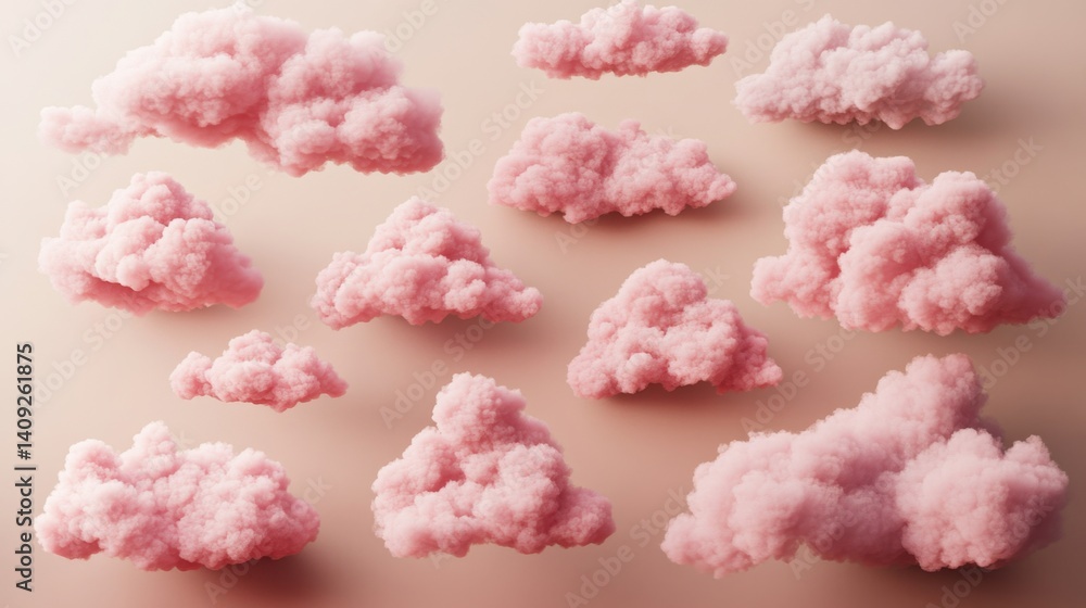 Poster dreamy pink clouds floating on a soft background creating a serene and whimsical atmosphere perfect 