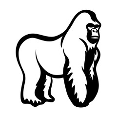 Majestic Gorilla Standing Tall with Bold Black and White Design