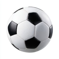 Classic soccer ball close up shot on white background