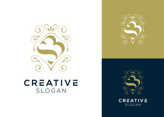 Initial SB with luxurious nature ornament logo design for boutique and fashion
