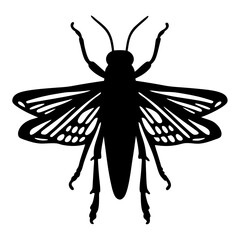 Stylized Insect Silhouette Featuring Intricate Wing Veins and Detailed Legs
