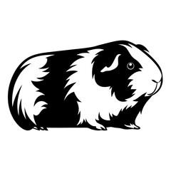 Monochrome illustration of a guinea pig in black and white art style