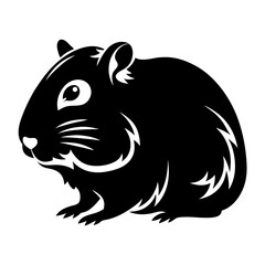 Stylized Black and White Illustration of a Guinea Pig Side Profile