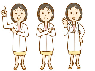 医師、理学療法士、検査技師、薬剤師、栄養士、ポーズ