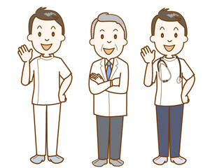 医師、薬剤師、理学療法士、栄養士、検査技師、、ポーズセット