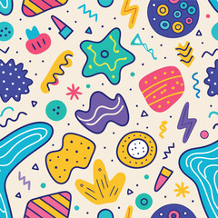 Colorful Abstract Shapes Seamless Pattern