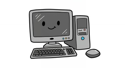 Cute cartoon desktop computer illustration