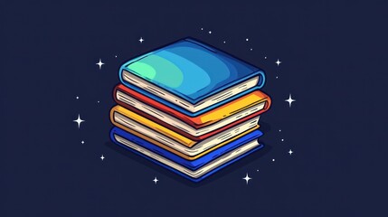 Bookmark icon on top of book stack