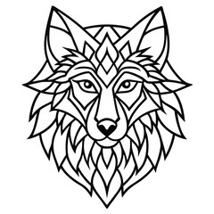 Wolf head vector illustration for a wild animal tattoo icon, a black silhouette drawing of a mammal beast face