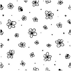 Floral Whimsy: Black and White Flower Pattern