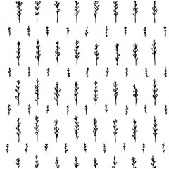 Botanical Harmony: Hand-Drawn Sprigs Pattern Design