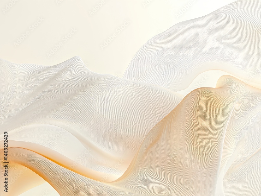 Poster elegant fabric: delicate fabric, with soft, flowing folds and a hint of translucence, dancing gently