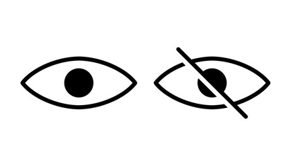 Eye button icon set with simple and modern design for hide and view buttons on the web