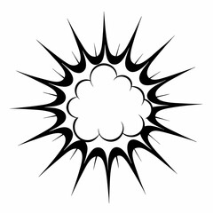 Comic Boom Explosion Vector Icon in Black and White.