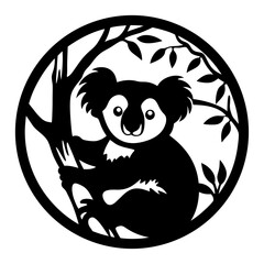 Adorable Koala Bear in a Circular Tree Silhouette Design © Tanjila