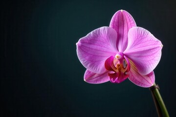 Obraz premium Solitary orchid, showcasing intricate details , white background, green, blossom