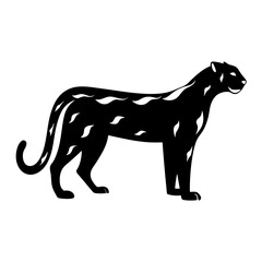 Majestic Black Leopard Silhouette Elegant Wild Cat Profile View Graphic Design Illustration